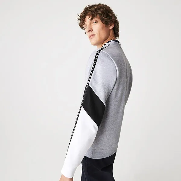 Bộ Quần Áo Nỉ Nam Lacoste Colorblock Sleeved Fleece Màu Ghi