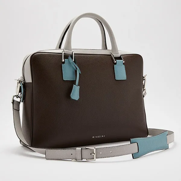 Cặp Xách Tay Nam Biagini Burano Briefcase Dark Brown Màu Nâu