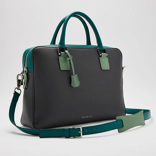 Cặp Xách Tay Biagini Burano Briefcase Green Màu Xanh Green
