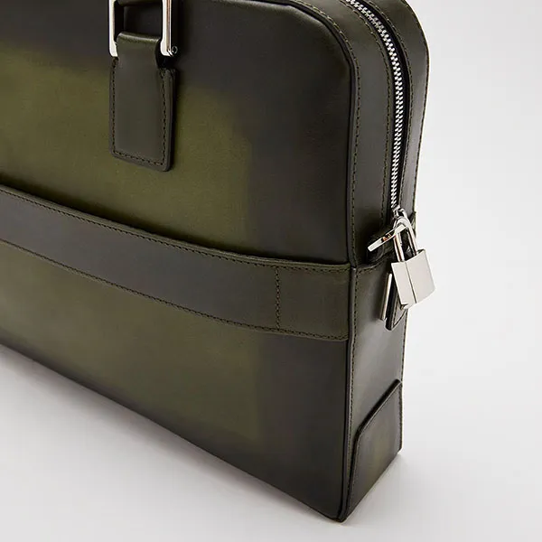 Cặp Xách Tay Nam Biagini Patin Briefcase Green Màu Xanh Green