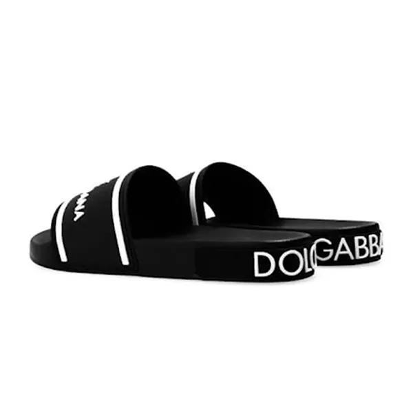 Dép Nam Dolce & Gabbana D&G Black Slides With Logo CS1884 Màu Đen Size 40