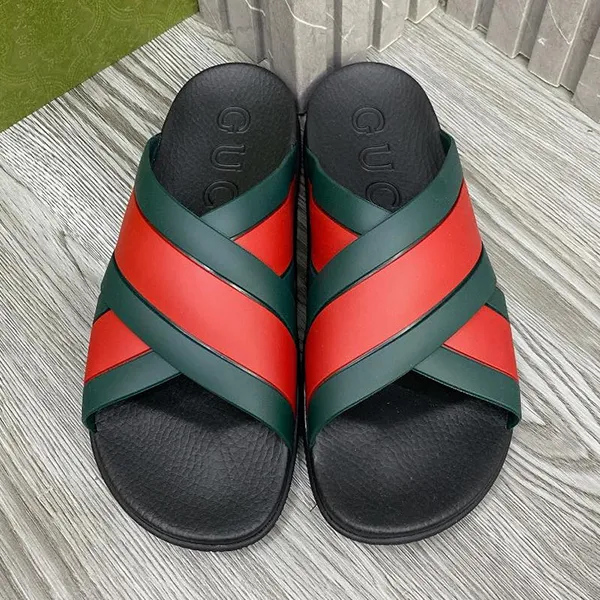Dép Nam Gucci Agrado Web Stripe Slide Black 627820 J8700 8460 Phối Màu Size 40