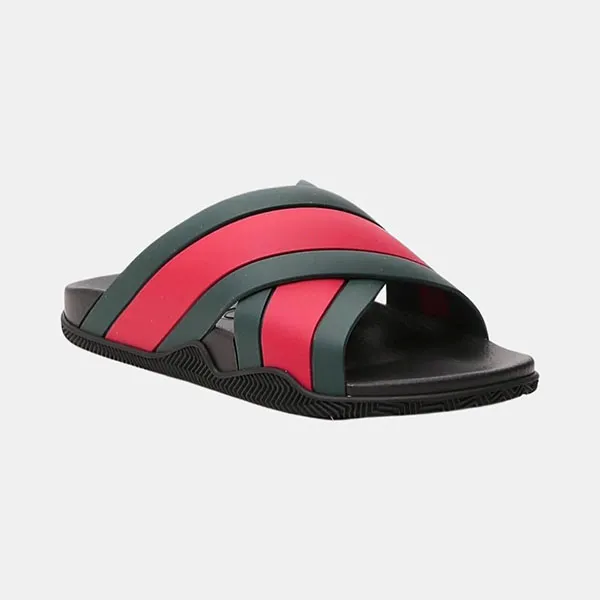Dép Nam Gucci Agrado Web Stripe Slide Sandal Black 630326 J8700 8460 Màu Xanh Đỏ Size 4