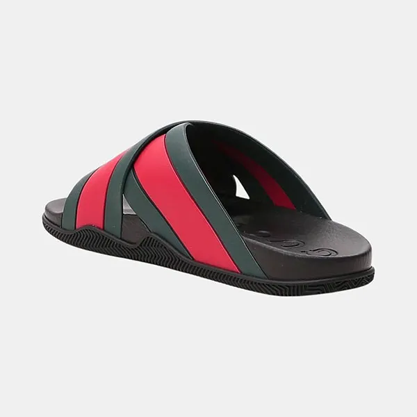 Dép Nam Gucci Agrado Web Stripe Slide Sandal Black 630326 J8700 8460 Màu Xanh Đỏ Size 4