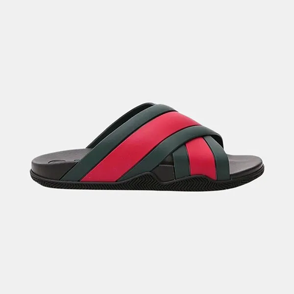 Dép Nam Gucci Agrado Web Stripe Slide Sandal Black 630326 J8700 8460 Màu Xanh Đỏ Size 4