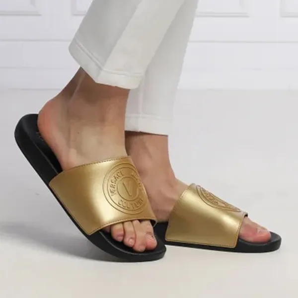 Dép Nam Versace Gold Sliders With Emblem Màu Đen Vàng Size 40 - Dép - Vua Hàng Hiệu