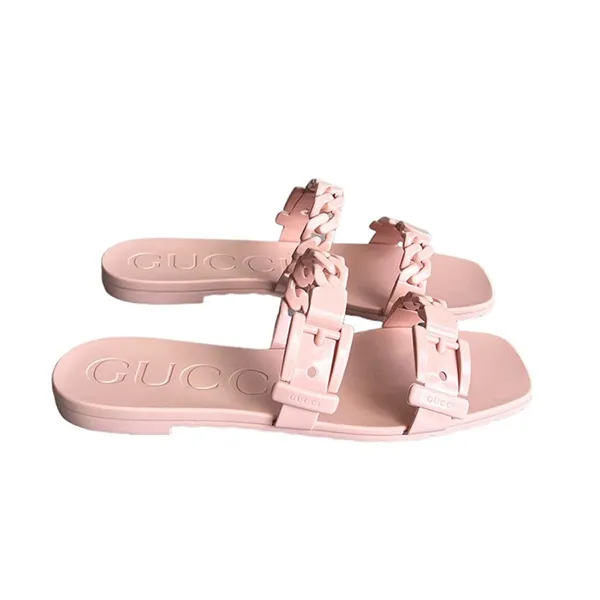 Dép Nữ Gucci Pink Rubber Sandals Màu Hồng Size 36