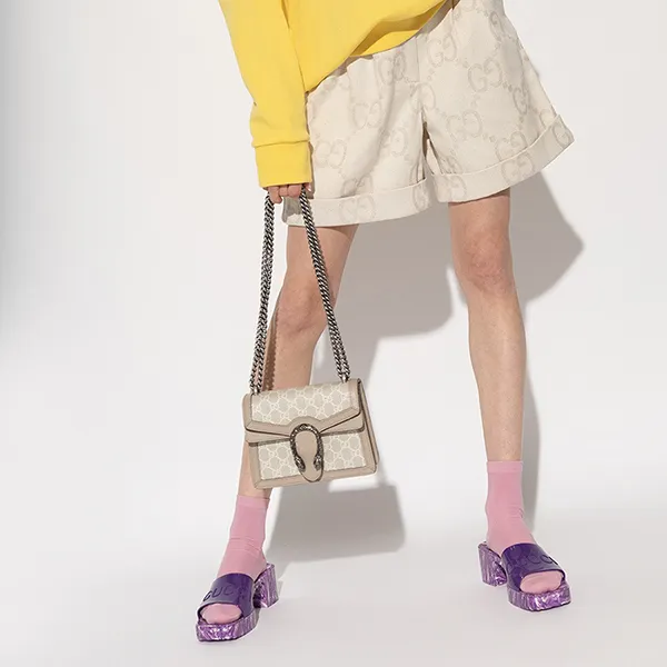 Dép Nữ Gucci Purple Heeled Slides With Monogram 700989 JFM00-5235 Màu Tím Size 35