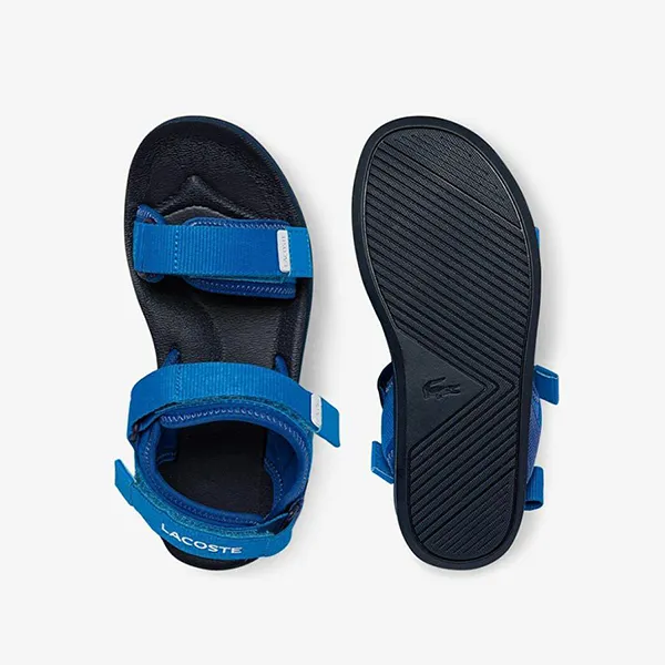 Dép Sandal Lacoste Flip-Flop Textile Logo Strap Màu Xanh Size 43
