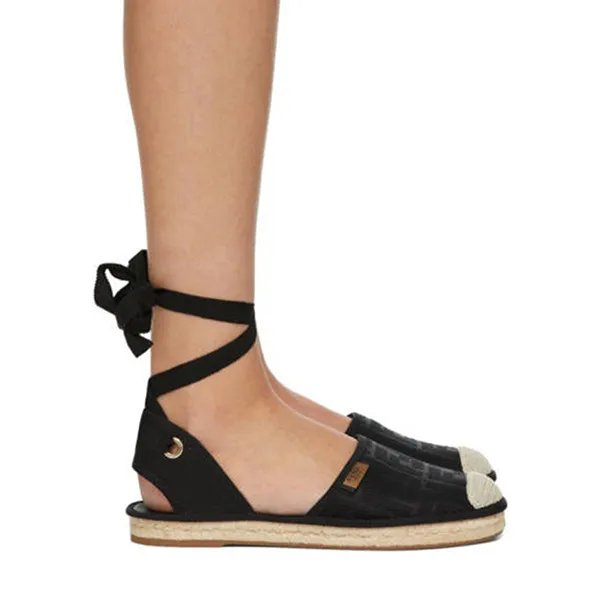 Dép Sandal Nữ Fendi Roam Espadrilles Màu Đen Trắng Size 38 - Dép - Vua Hàng Hiệu