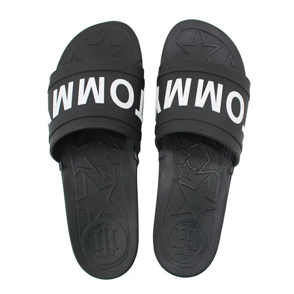 Dép Tommy Hilfiger TW YEVI Logo Script Slide Sandal Màu Đen Size 7US