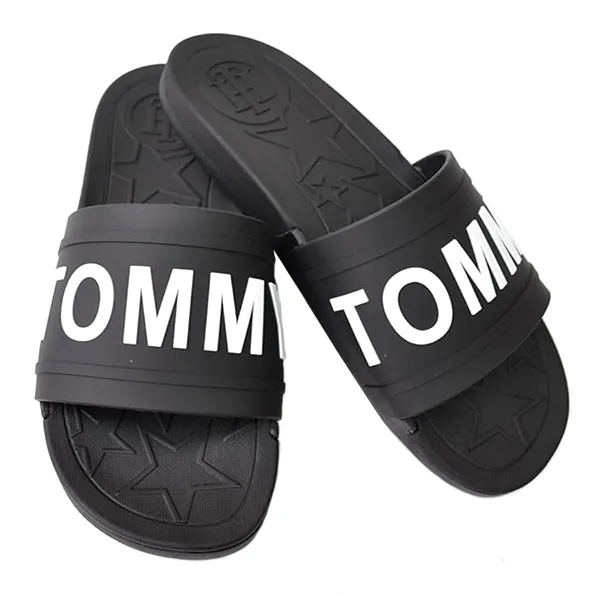 Dép Tommy Hilfiger TW YEVI Logo Script Slide Sandal Màu Đen Size 7US