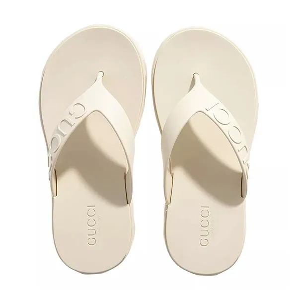 Dép Xỏ Ngón Nữ Gucci Tarifa Rubber Platform Flip Flops White Màu Trắng Kem Size 35