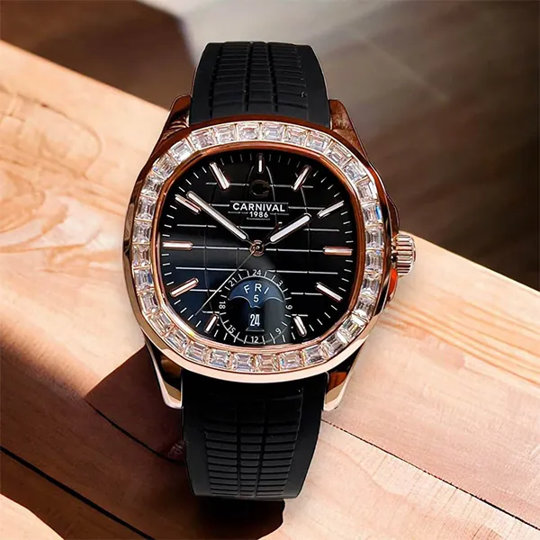 Đồng Hồ Nam I&W Carnival Aquanus 8113G2 Automatic Màu Đen Vàng Hồng - Đồng hồ - Vua Hàng Hiệu