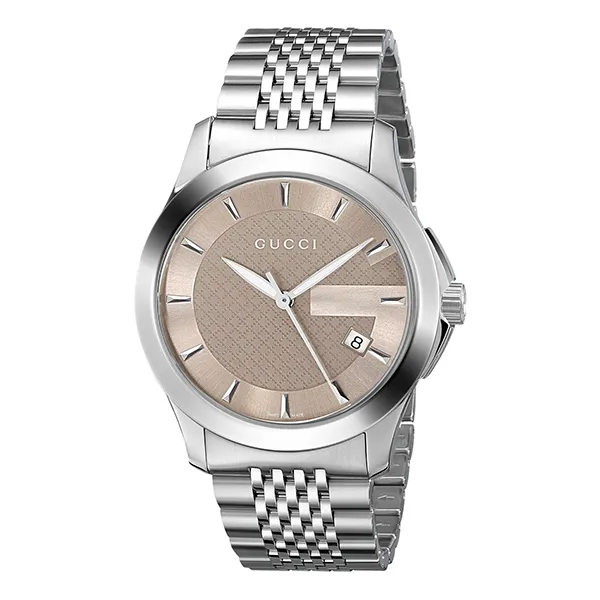 Đồng Hồ Nam Gucci G-Timeless Medium Brown Dial Stainless-Steel YA126406 Màu Bạc Nâu - Đồng hồ - Vua Hàng Hiệu