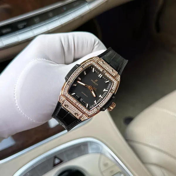 Đồng Hồ Nam Hublot Spirit Of Big Bang King Gold 39mm Pave Diamond Orginal Màu Đen/Vàng Hồng