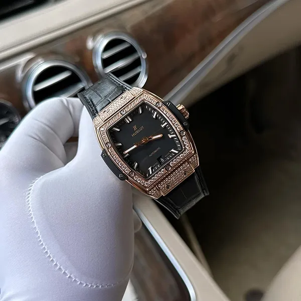 Đồng Hồ Nam Hublot Spirit Of Big Bang King Gold 39mm Pave Diamond Orginal Màu Đen/Vàng Hồng