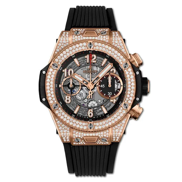 Đồng Hồ Nam Hublot Unico King Gold 42mm Pave Diamond Orginal Màu Vàng Đen - Đồng hồ - Vua Hàng Hiệu