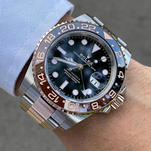 Đồng Hồ Nam Rolex GMT Master II 126711 Root Beer Màu Bạc/Vàng Hồng