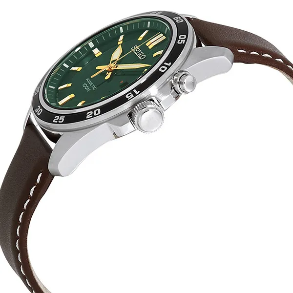 Đồng Hồ Nam Seiko Kinetic Green Dial Brown Leather Men's Watch SKA791 Màu Nâu Bạc - Đồng hồ - Vua Hàng Hiệu