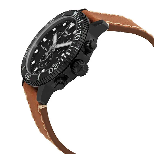 Đồng Hồ Nam Tissot Seastar 1000 Chronograph Quartz Black Dial Men's Watch T1204173605100 Màu Nâu - 3
