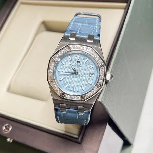 Đồng Hồ Nữ Audemars Piguet Royal Oak Lady Jewellery Watch Blue Leather 67601ST Màu Xanh Dương