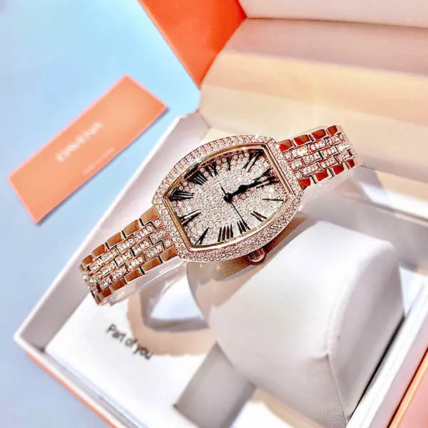 Đồng Hồ Nữ Davena 61519 Rose Silver Đính Đá Màu Vàng Hồng