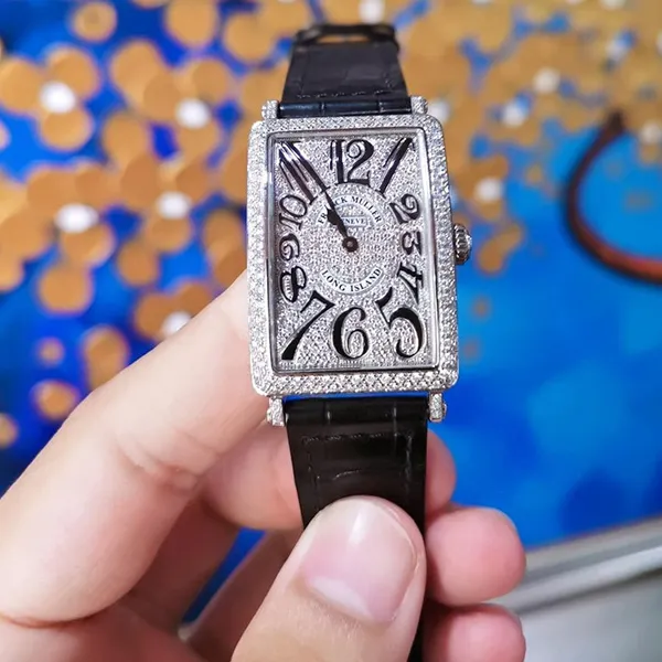 Đồng Hồ Nữ Franck Muller 952QZ Custom Full Diamond Màu Đen Bạc