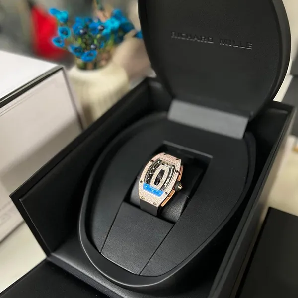 Đồng Hồ Nữ Richard Mille 07-01 Rose Gold Snow Diamonds Màu Vàng Đen