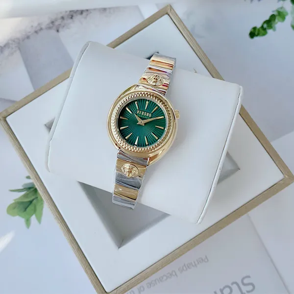 Set Đồng Hồ + Vòng Đeo Tay Nữ Versace Versus Tortona Màu Vàng Xanh (Vòng Tay Là Quà Tặng Hoạ Tiết Ngẫu Nhiên) - Đồng hồ - Vua Hàng Hiệu