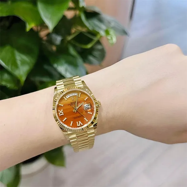 Đồng Hồ Rolex Daydate 128238 Carnelian 36mm Màu Vàng Cam