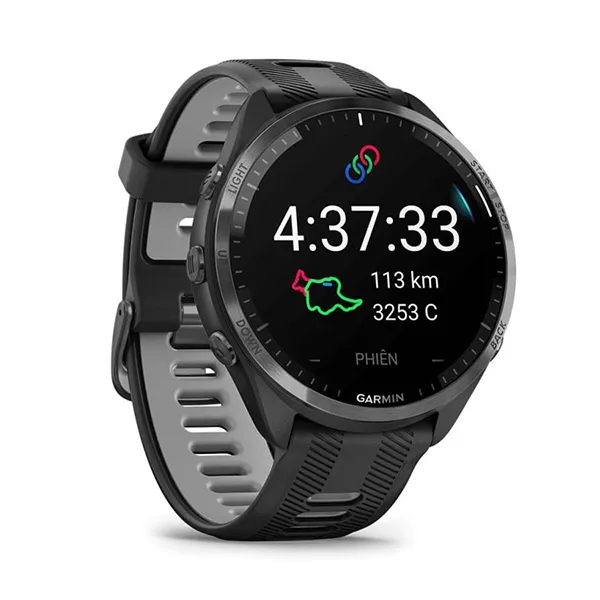 Đồng Hồ Thông Minh Garmin Forerunner 965 Black/Powder Gray Silicone Band Màu Đen - Đồng hồ - Vua Hàng Hiệu