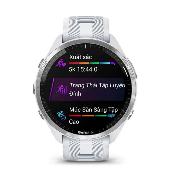 Đồng Hồ Thông Minh Garmin Forerunner 965 Whitestone/Powder Gray Silicone Band Màu Xám Trắng