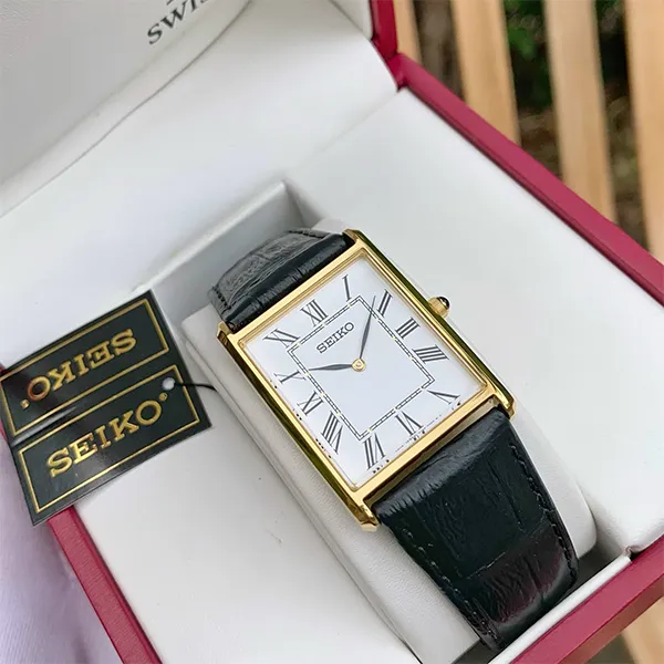Đồng Hồ Unisex Seiko Essentials Quartz White Dial Watch SWR052 Màu Đen Vàng - Đồng hồ - Vua Hàng Hiệu