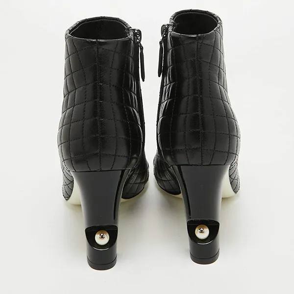 Giày Boot Nữ Chanel Leather Open Toe Màu Đen Size 36.5