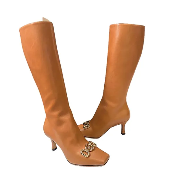 Giày Boot Nữ Louis Vuitton LV High Collar Brown Màu Nâu Size 36