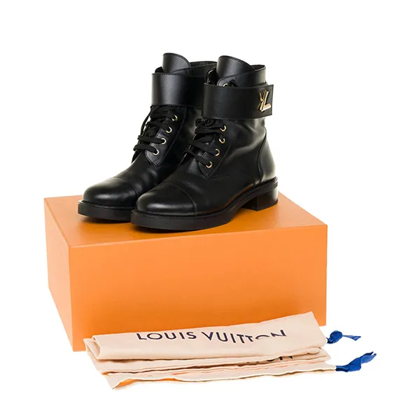 Giày Boot Nữ Louis Vuitton LV Pre Owned Black Leather Màu Đen Size 37