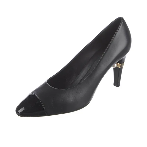 Giày Cao Gót Nữ Chanel Faux Pearl Accents Pumps Màu Đen Size 38 - Giày - Vua Hàng Hiệu