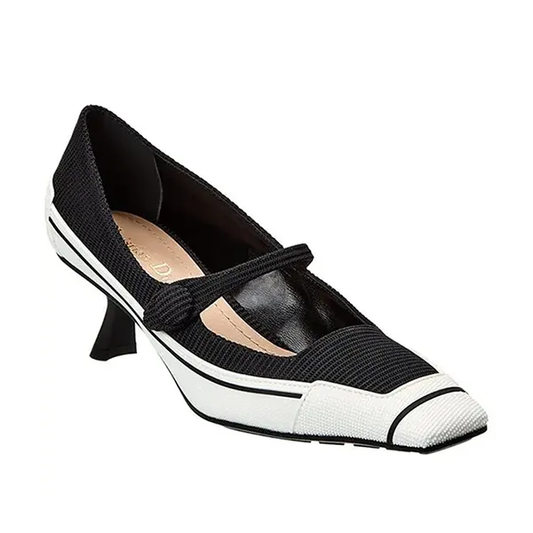 Giày Cao Gót Nữ Christian Dior Pre Owned Black Textile Shoes Màu Đen Trắng Size 37