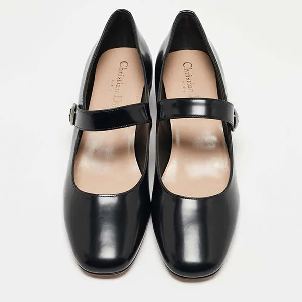 Giày Cao Gót Nữ Dior Black Leather D-Doll Pumps Màu Đen Size 34