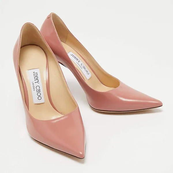 Giày Cao Gót Nữ Jimmy Choo Pink Leather Love Pumps Màu Hồng