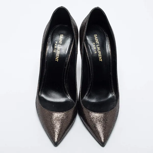 Giày Cao Gót Nữ Yves Saint Laurent YSL Dark Brown Laminated Suede Anja Pumps Màu Nâu Đậm Size 38.5 - Giày - Vua Hàng Hiệu