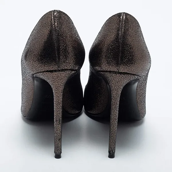 Giày Cao Gót Nữ Yves Saint Laurent YSL Dark Brown Laminated Suede Anja Pumps Màu Nâu Đậm Size 38.5 - Giày - Vua Hàng Hiệu