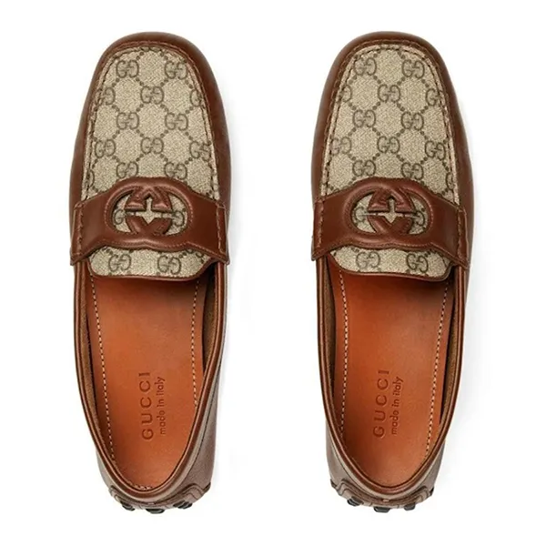 Giày Lười Nam Gucci Interlocking G Leather Moccasins 730148 Màu Nâu Size 6.5 - Giày - Vua Hàng Hiệu