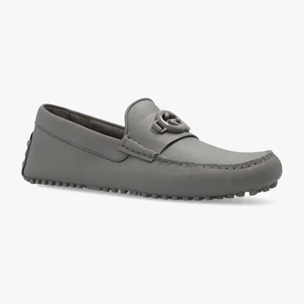 Giày Lười Nam Gucci Leather Moccasins Grey 692375 Màu Xám Size 7
