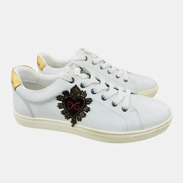 Giày Sneaker Nam Dolce & Gabbana D&G Trắng Trái Tim Gót Vàng CS1676B53398 Màu Trắng Size 8 - Giày - Vua Hàng Hiệu