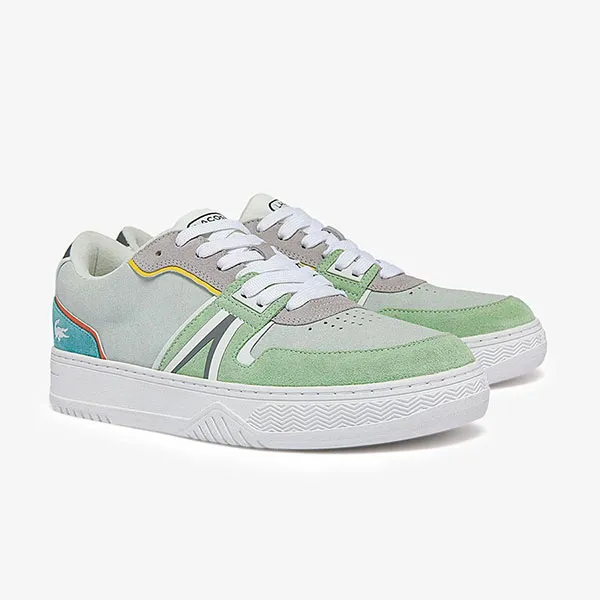 Giày Thể Thao Nam Lacoste L001 Leather And Suede Colour Pop Trainers 743SMA0078.2F8 Màu Xanh Xám Size 42