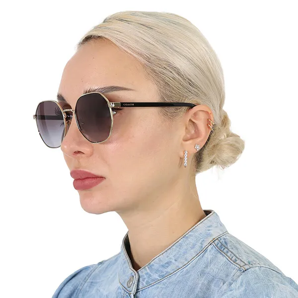 Kính Mát Coach Grey Gradient Oval Ladies Sunglasses HC7147 90058G 56 Màu Xám