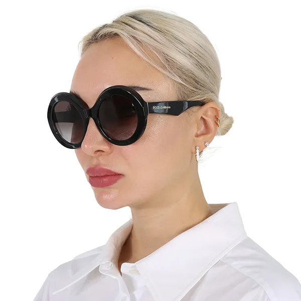 Kính Mát Nữ Dolce & Gabbana D&G Grey Gradient Round Ladies Sunglasses DG4418 32468G 53 Màu Đen Xám - Kính mắt - Vua Hàng Hiệu