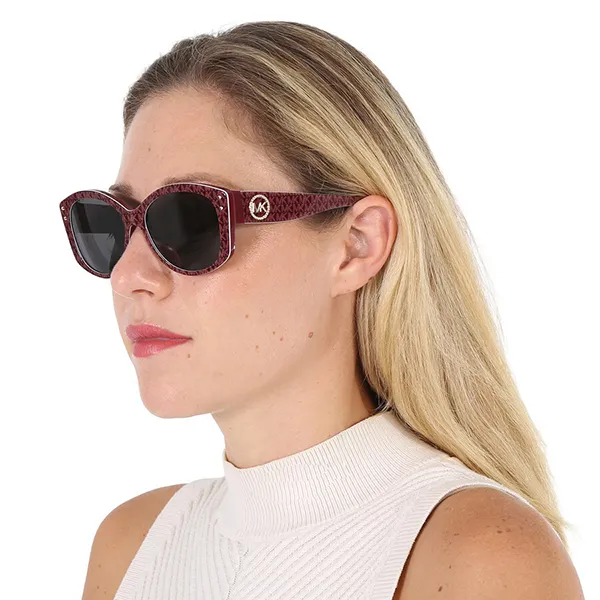 Kính Mát Nữ Michael Kors MK Charleston Dark Grey Cat Eye Ladies Sunglasses MK2175U 392387 54 Màu Đỏ Mận